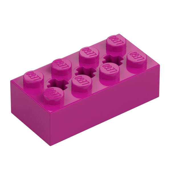 [LAD-2X4-C13] Ladrillo 2x4 con agujero de eje - Magenta