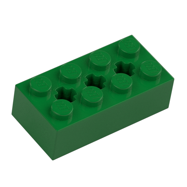 Ladrillo 2x4 con agujero de eje - Verde